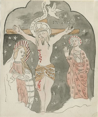 Lichfield - Reprezentacja Ukrzyżowania (greyfriars): malarstwo akwarelowe i [?koniec XVIII w.] (malarstwo) autorstwa School English