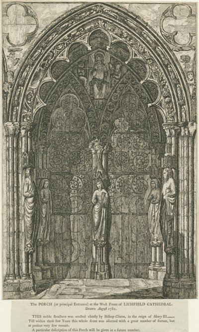 Katedra w Lichfield - West Doorway: akwaforta, sierpień 1782 (druk) autorstwa School English