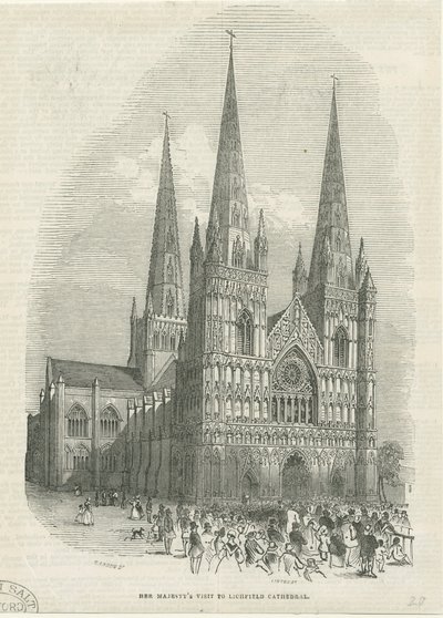 Katedra w Lichfield - front zachodni: drzeworyt, bd [1843] (druk) autorstwa School English
