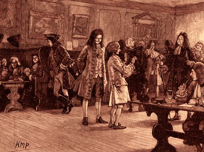 Londyńska kawiarnia za panowania królowej Anny (druk) autorstwa School English