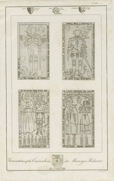 Mavesyn Ridware - Nagrobki Carwardenów: grawerowanie, nd [koniec XVIII w.] (druk) autorstwa School English