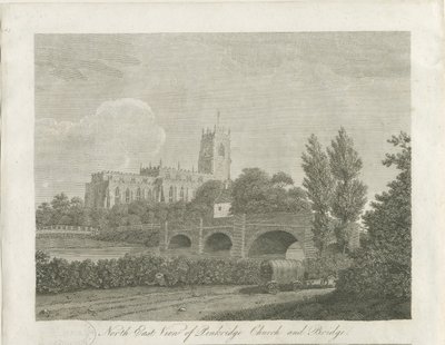 Penkridge Town - Church and Bridge: grawerowanie, nd [koniec XVIII w.] (druk) autorstwa School English