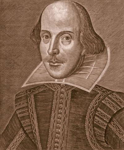 Portret Williama Szekspira, rytowany przez Martina Droeshouta (ok. 1560-c.1642) autorstwa School English