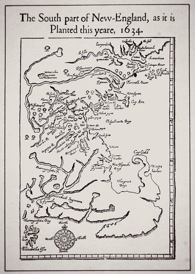 Południowa część Nowej Anglii zasadzona w tym roku 1634 (lito) autorstwa School English