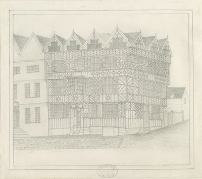 Stafford - Starożytny „Wysoki Dom”: rysunek ołówkiem, bd [c 1860] (rysunek) autorstwa School English