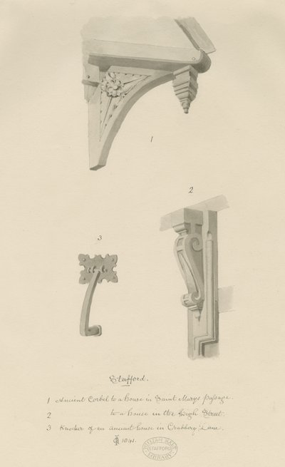 Stafford - Detale architektoniczne: rysunek w sepii autorstwa School English