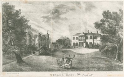 Tixall Hall i Gatehouse: litografia, bd [c 1833] (druk) autorstwa School English