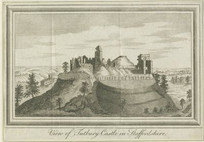 Tutbury Castle - East View: grawerowanie, nd [1731] (druk) autorstwa School English