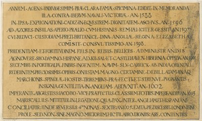 Wolverhampton - łacińskie epitafium admirała Richarda Levesona w kościele św. Piotra: rysunek piórem i tuszem, bd [?XIX w.] (rysunek) autorstwa School English