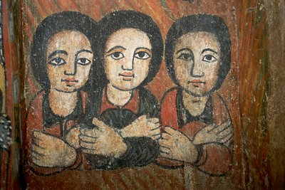 Detail of wall painting (fresco)   1114552   pl       polish Successfully Translated  Original: Kop van een koe, met een ring door de neus Translat: Kop van een koe, met een ring door de neus 1357994 pl polish Successfully Translated Original: Five Tilters autorstwa School Ethiopian