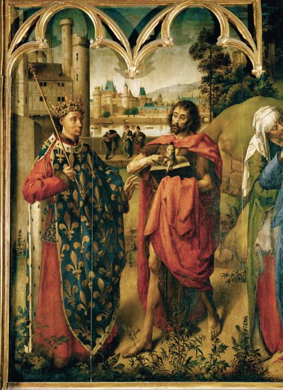 Ludwik IX, święty ze świętym Janem Chrzcicielem ... autorstwa School Flemish