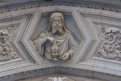 Chrystus, detal z reliefu wokół bocznego portalu, katedra Najświętszej Marii Panny Kwiatowej, Florencja (Lista Światowego Dziedzictwa UNESCO) autorstwa School Florentine