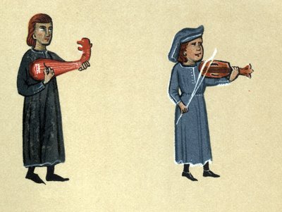Trubadur średniowiecza, ilustracja z „Histoire de la Literature Francaise” Hermanna Suchiera autorstwa School French