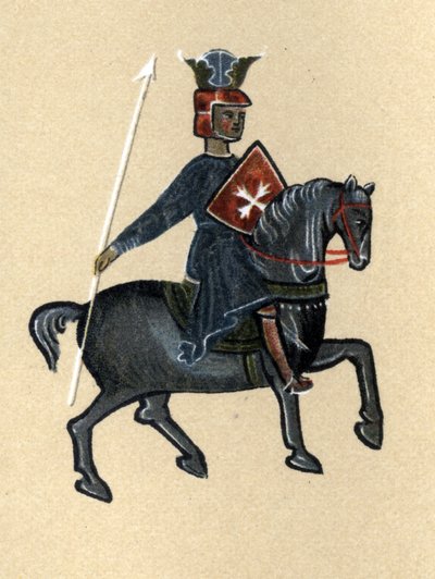 Trubadur średniowiecza, ilustracja z „Histoire de la Literature Francaise” Hermanna Suchiera autorstwa School French
