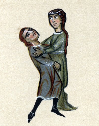 Trubadur średniowiecza, ilustracja z „Histoire de la Literature Francaise” Hermanna Suchiera autorstwa School French