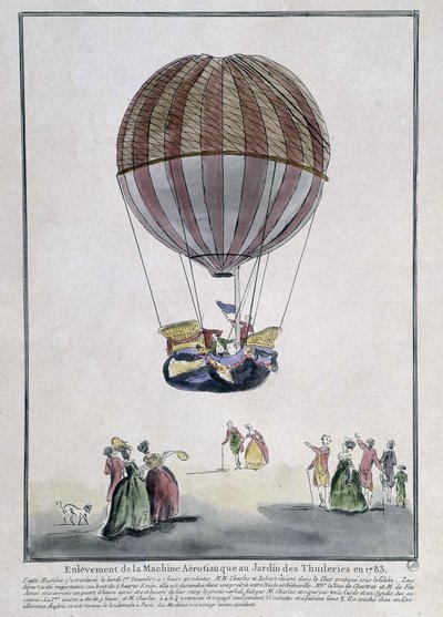 Demontaż maszyny aerostatycznej w Ogrodzie Tuileries w 1783 r. autorstwa School French