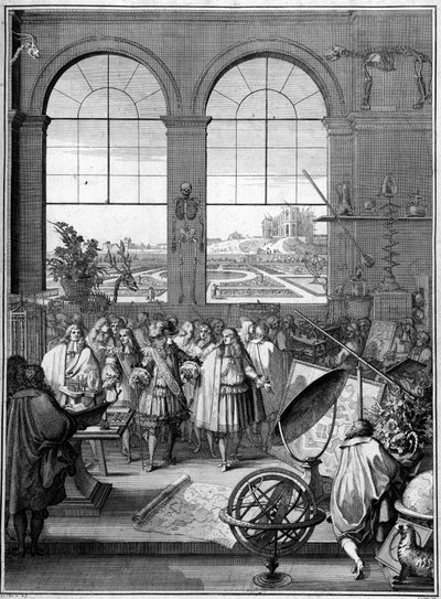 Alegoria Nauki (Ludwik XIV z wizytą do nauki, 2. samolot, Obserwatorium Paryskie) autorstwa School French
