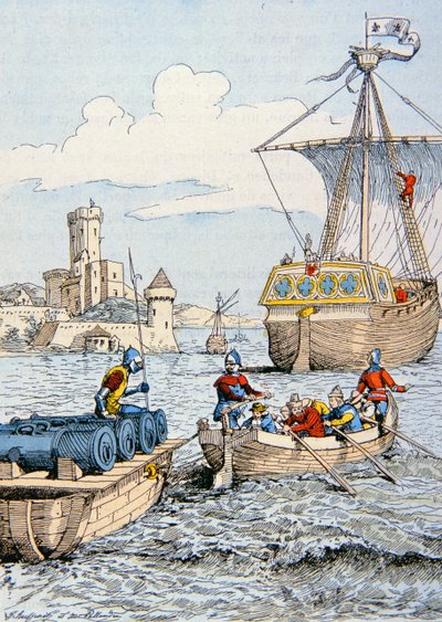 Wyprawa Karola VIII do Włoch w 1494 (kolor lito) autorstwa School French