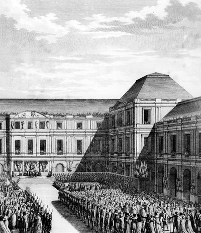 Festyn wydany przez Napoleona I Bonaparte (1769-1821) w Pałacu Narodowym Dyrektoriatu (Pałac Luksemburski) w Paryżu po handlu Campo Formio w dniu 20 piątek VI (10 grudnia 1797). Paryż, Biblioteka Instytutu Historii Rewolucji autorstwa School French