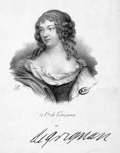 Francoise Marguerite de Sevigne, hrabina Grignan (1648-1705), córka Marie de Rabutin-Chantal (Rabutin Chantal), markiza Sevigne dit Madame de Sevigne (1626-1696) - grawerowanie, b.d. autorstwa School French