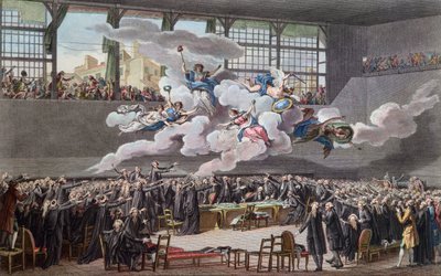 Rewolucja Francuska (1789-1799): Przysięga Jeu de Paume w Wersalu 20 czerwca 1789) (rewolucja francuska; Przysięga kortu tenisowego 20 czerwca 1789, Wersal) autorstwa School French