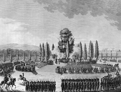 Rewolucja francuska: Republikańska fete des victoires au champs de mars w Paryżu podczas 10. Prairial IV (29 maja) autorstwa School French