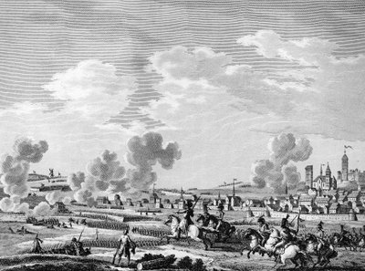 Rewolucja francuska i przybycie sił kontrrewolucyjnych: zwycięstwo francuskich rewolucjonistów na Dżemmapes 6 listopada 1792 r. nad armią austriacką w Belgii. Paryż, Biblioteka Instytutu Historii Rewolucji autorstwa School French