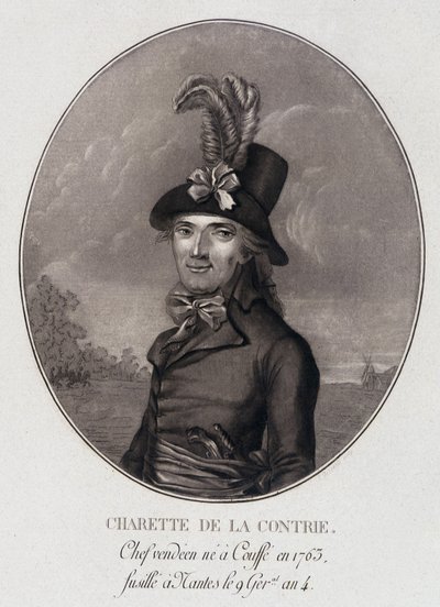 Medalion portret Francois Athanase (Francois-Athanase) Charette de la Contrie, wódz Wandei autorstwa School French