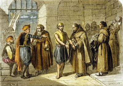 Miguel de Cervantes uratowany przez Ojców Odkupienia autorstwa School French