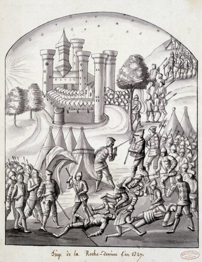Oblężenie Roche-Derriena w 1349 autorstwa School French