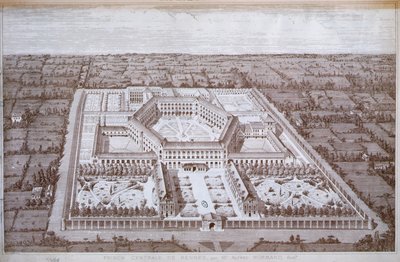 Widok więzienia dla kobiet w Rennes, zaprojektowany przez architekta Alfreda Normanda, wyd. Intime-Club, Paryż autorstwa School French