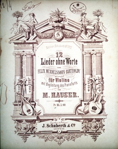 12 Lieder bez słów z towarzyszeniem fortepianu, Felix Mendelssohn (lito) autorstwa School German