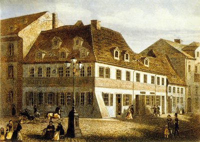 Miejsce urodzenia kompozytora Roberta Schumanna w Zwickau w Saksonii (kolorowe grawerowanie) autorstwa School German