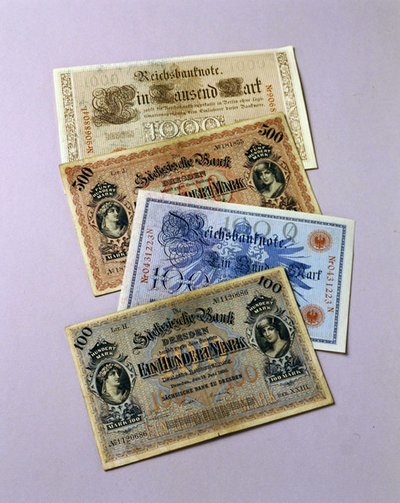 Banknoty niemieckie w obiegu 1876-1917 (kolor lito) autorstwa School German