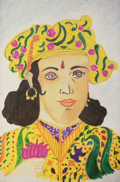 Cesarz Aśoka (akwarela) autorstwa School Indian