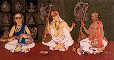 Hinduscy mnisi (akwarela na papierze) autorstwa School Indian