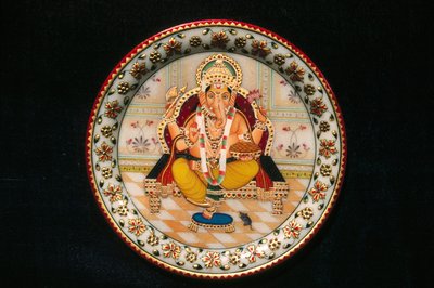 Miniaturowy obraz Lorda Ganesha Ganpati na papierze autorstwa School Indian