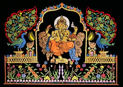 Haft Lord Ganesha Ganpati na aksamicie autorstwa School Indian
