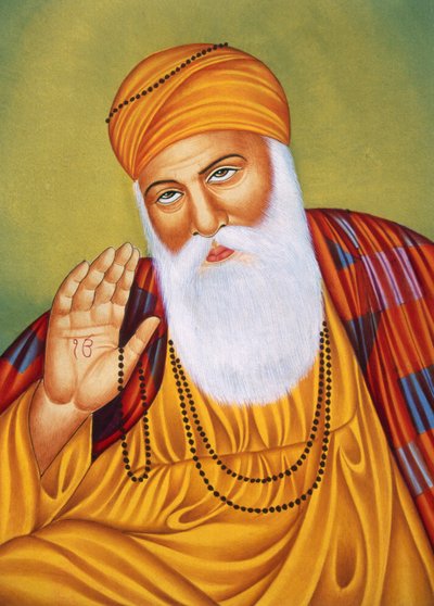 Miniaturowy obraz Lorda Guru Nanaka na papierze autorstwa School Indian