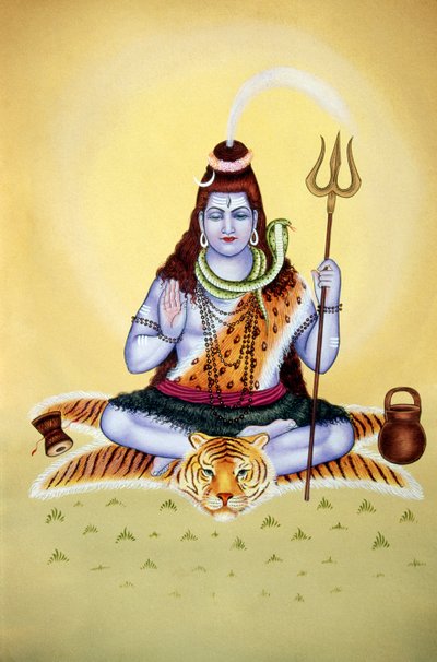 Miniaturowy obraz Lorda Shivy Shankera na papierze autorstwa School Indian