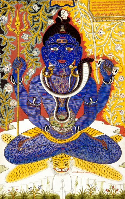 Miniaturowy obraz Lorda Shivy Shankera na papierze Tantrik autorstwa School Indian
