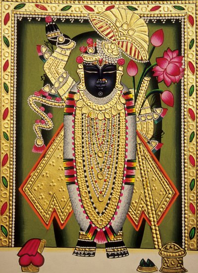 Lord Shrinathan Nathdwaran Miniatura malowana na papierze autorstwa School Indian