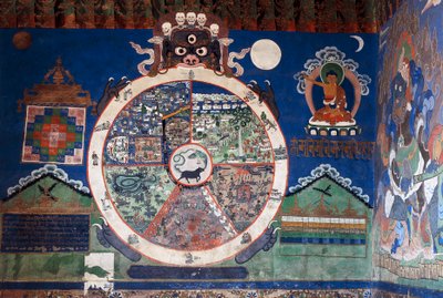 Mandal, Klasztor Lamistów w Shankar, Leh, Ladakh, Dżammu i Kaszmir, Indie autorstwa School Indian
