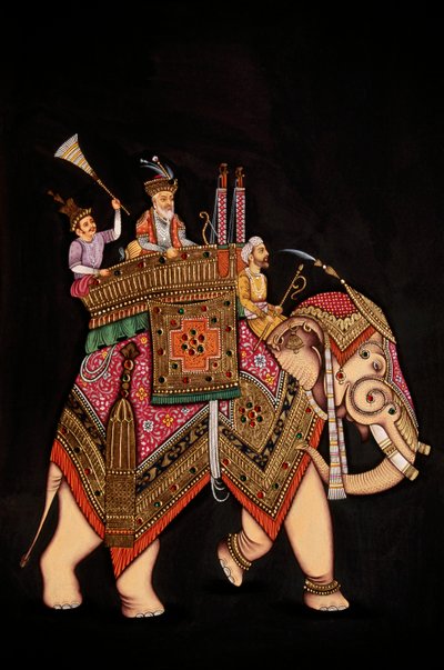 Miniaturowy obraz cesarza Shah Jahana na papierze autorstwa School Indian
