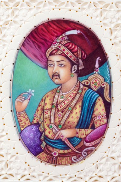 Miniatura przedstawiająca cesarza Mogołów Akbara autorstwa School Indian