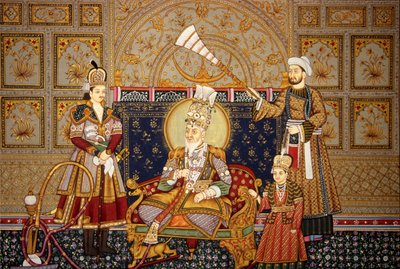 Miniaturowy obraz cesarza Mogołów Shah Jahana na papierze autorstwa School Indian