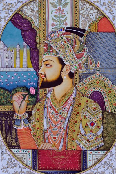 Miniatura przedstawiająca cesarza Mogołów Shah Jahana Indie Azja autorstwa School Indian
