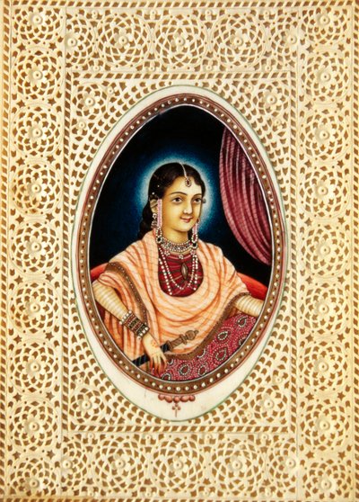 Miniaturowy obraz Mumtaz Mahal na kości słoniowej autorstwa School Indian