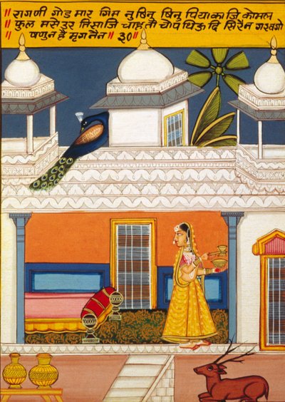 Miniatura na papierze, Ragini God Mar, Szkoła Nathdwara autorstwa School Indian