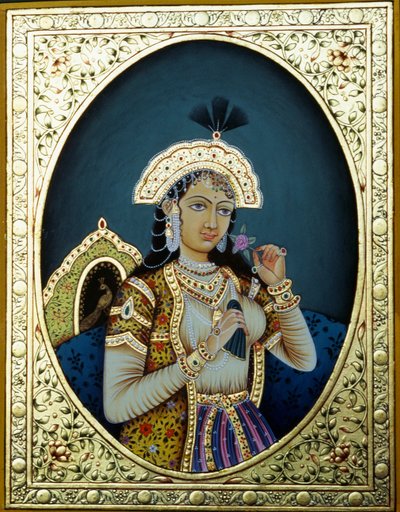 Miniaturowy obraz księżniczki Mogołów Mumtaz Mahal na papierze autorstwa School Indian